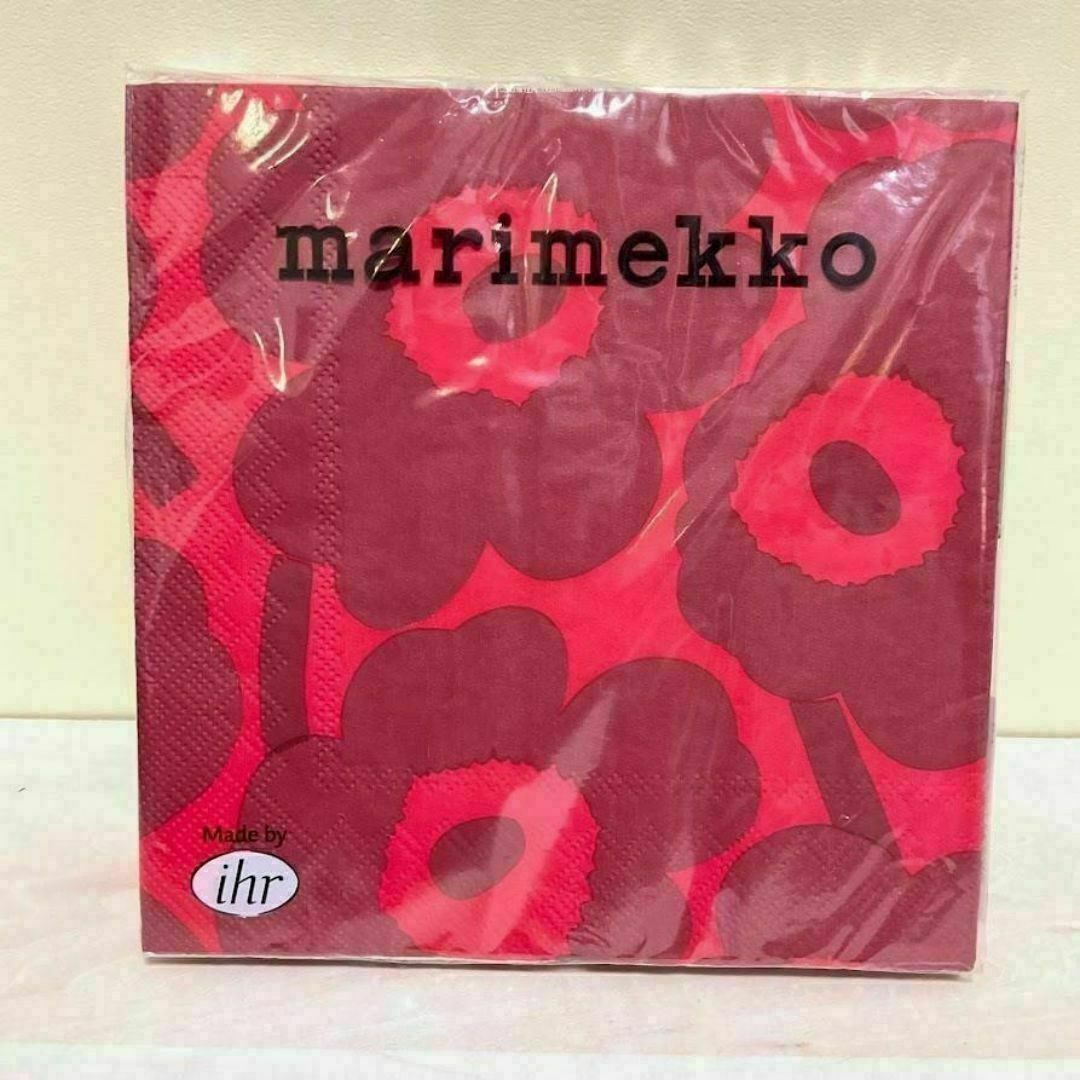 Marimekko ウニッコ レッド ペーパーナプキン 33cm×33cm インテリア/住まい/日用品のキッチン/食器(テーブル用品)の商品写真