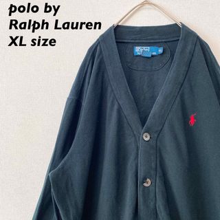 ラルフローレン(Ralph Lauren)の90s ポロバイラルフローレン　ニットカーディガン　無地　カラーポニー　男女兼用(カーディガン)