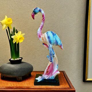 フラミンゴ 置物 ３カラー フラミンゴ彫刻 動物彫像アート(置物)