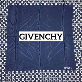 ジバンシィ(GIVENCHY)の★GIVENCHY★ スカーフ Gロゴ チェック シルク ネイビー(バンダナ/スカーフ)