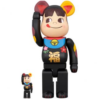 ベアブリック(BE@RBRICK)のBE@RBRICK 招き猫 ペコちゃん 福 黒 100％ & 400％(その他)