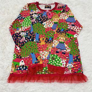 チェリッチュ(CHERICHU)のCherichu チェリッチュ　レトロ　ガーリー　ロンT  チュールレース　赤系(Tシャツ(長袖/七分))