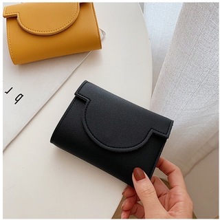 【人気商品】黒色 ミニウォレット 財布 三つ折り財布 ミニ ブラック シンプル(財布)