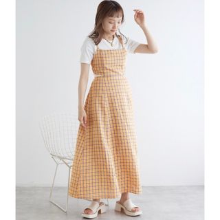 ダブルクローゼット(w closet)のバックオープンチェックキャミワンピース(ロングワンピース/マキシワンピース)