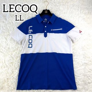 ルコックスポルティフ(le coq sportif)の良品✨ルコック　ゴルフウェア　半袖　ハーフボタン　LL ポロシャツ　上品(Tシャツ/カットソー(半袖/袖なし))