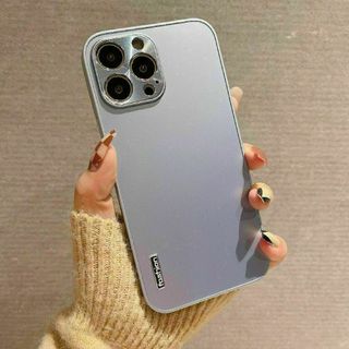 HS92☆☆iPhone13ケース アルミ ブルー 青 マットな手触り シンプル(iPhoneケース)