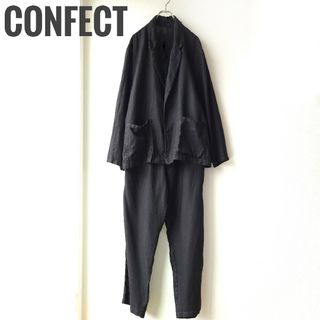 ネストローブ(nest Robe)の◆コンフェクト◆　リネンアムンゼンセットアップ　サイズ4　黒　リネン100%(セットアップ)