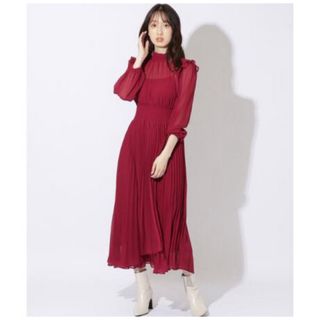 ウィルセレクション(WILLSELECTION)のウィルセレクション プチハイプリーツ長袖ワンピース シフォン ドレス(ロングワンピース/マキシワンピース)