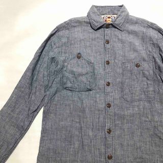 【美品】Sharkey's che-st ヒッコリーワークシャツ L グレー長袖(シャツ)