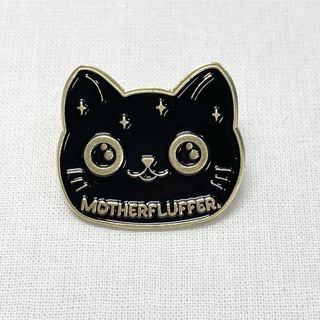 【バッジ】MOTHER FLUFFERシリーズ① 黒猫 ネコ cat キラキラ