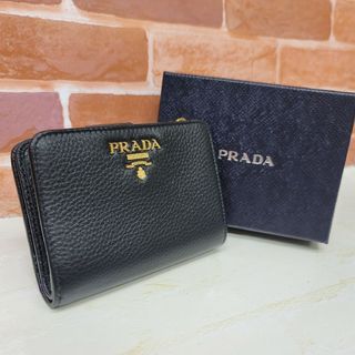 PRADA - ほぼ未使用PRADA☆鑑定済☆VITELLO GRAIN  黒 プラダ財布