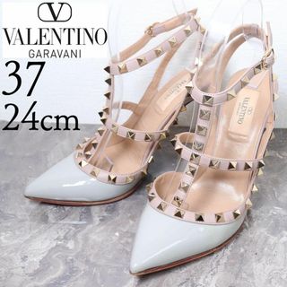 VALENTINO - ヴァレンティノ 24 ロックスタッズ エナメル ストラップ ハイヒール