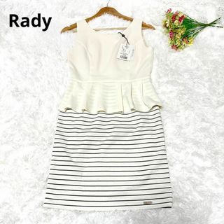 レディー(Rady)の【Rady】レディ　ノースリーブペプラムワンピ　ワンピース　ボーダー(ミニワンピース)