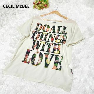 セシルマクビー(CECIL McBEE)の【CECIL McBEE】セシルマクビー 花柄 Tシャツ 透け感 Mサイズ(Tシャツ(半袖/袖なし))