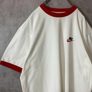 ナイキ(NIKE)の【オーバーサイズ、リンガーTシャツ】NIKEワンポイントロゴ古着ストリート白赤(Tシャツ/カットソー(半袖/袖なし))