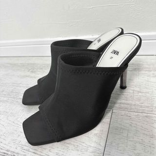 ザラ(ZARA)の◆ZARA◆ザラ美品　ヒールミュールブラック37(￼23.5〜24cm)(ミュール)