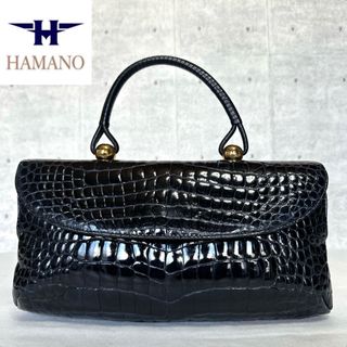 ハマノヒカクコウゲイ(濱野皮革工藝/HAMANO)のHAMANO シャイニングクロコダイル ロイヤルモデル ネイビー ハンドバッグ(ハンドバッグ)