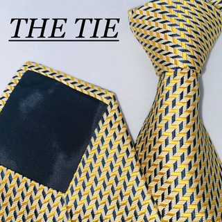 THE TIE ザタイ　シルクネクタイ　高級　ポリゴン柄　イタリア製　金　紺　灰(ネクタイ)