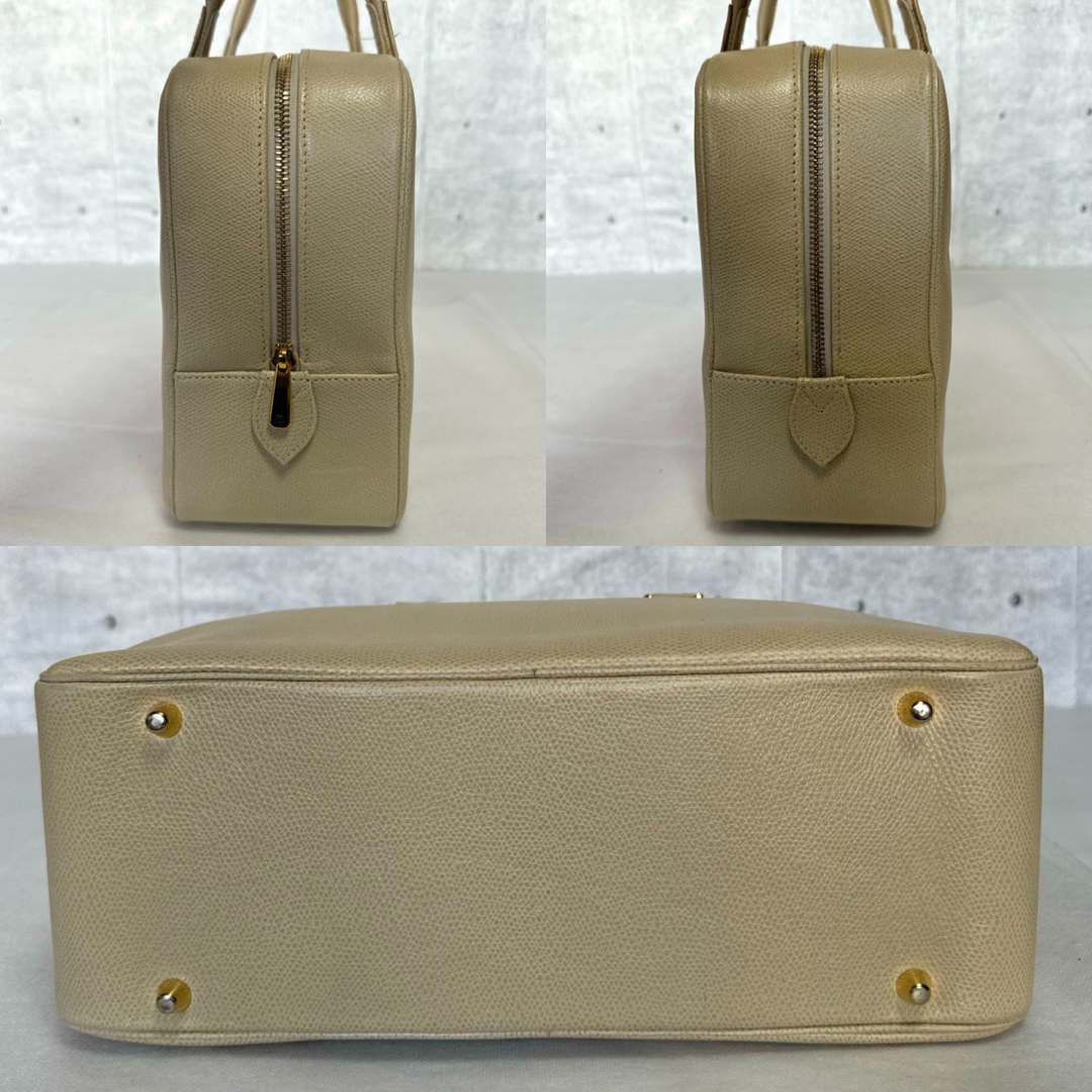MORABITO】モラビト ベージュ レザー ゴールド金具 ボストンバッグ MORABITO】モラビト ベージュ レザー ゴールド金具 ボストンバッグ
