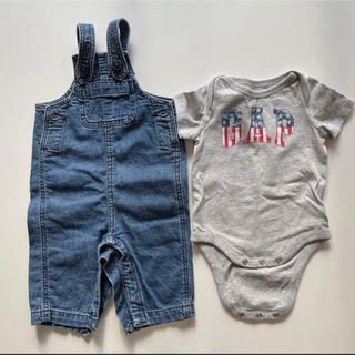 ギャップ(GAP)のbabyGAP オーバーオール　ロンパース　2点セット(ロンパース)