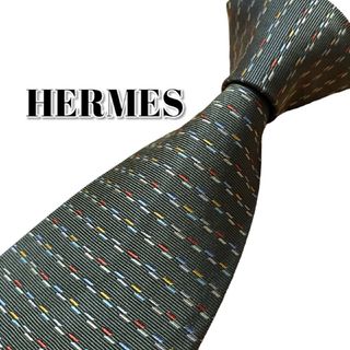 エルメス(Hermes)の★HERMES★　エルメス　カーキ系　総柄　フランス製(ネクタイ)