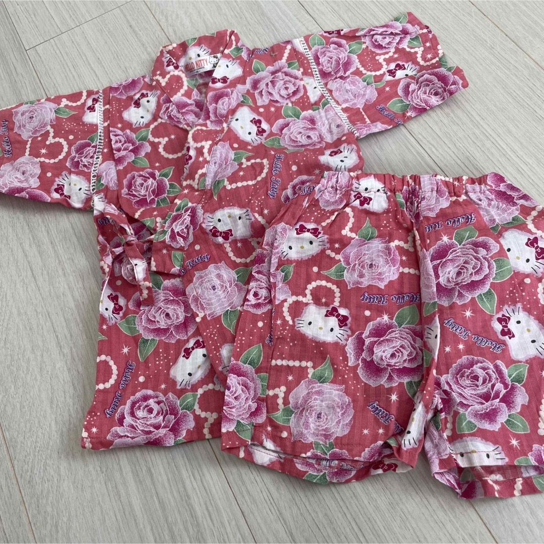 キティーちゃん甚平　95 キッズ/ベビー/マタニティのキッズ服男の子用(90cm~)(甚平/浴衣)の商品写真