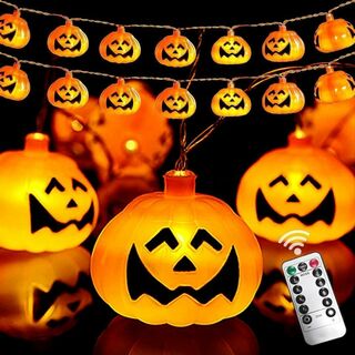 ハロウィン 飾り LED ライト カボチャ 8点灯パターン リモコン付 タイマー(その他)