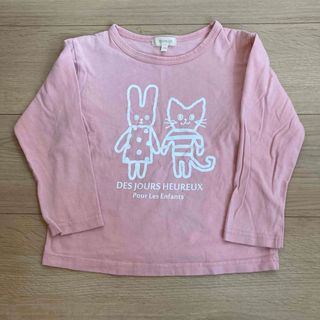 ピンク☆うさぎとねこ　バックプリント　ロンT(Tシャツ/カットソー)