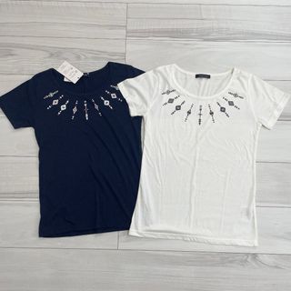 【レディース】色違いセット★ネイティブ柄 Tシャツ トップス 2枚セット(Tシャツ(半袖/袖なし))