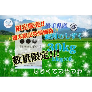 お米　特別価格！【岩手県産銀河のしずく30kg】5kg×6 早い者勝ち♪(米/穀物)