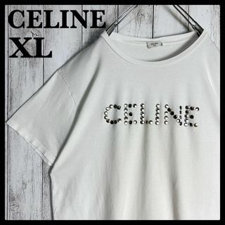 セリーヌ(celine)の【希少XLサイズ】セリーヌ☆ビッグロゴ入りTシャツ スタッズロゴ ホワイト(Tシャツ/カットソー(半袖/袖なし))