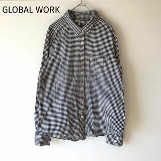 グローバルワーク　チェックシャツ　M　コットン　カジュアル　シンプル　羽織(シャツ/ブラウス(長袖/七分))