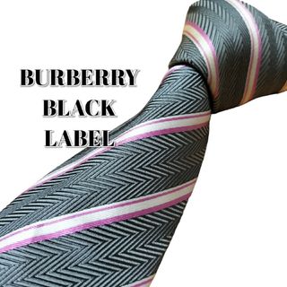 バーバリーブラックレーベル(BURBERRY BLACK LABEL)の★BURBERRY BLACK LABEL★　グレー系　ストライプ　日本製(ネクタイ)