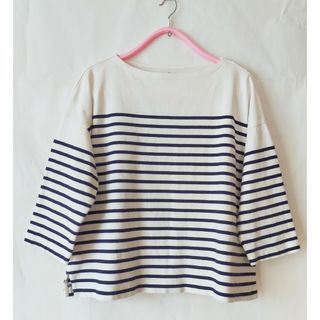 無印良品 春秋冬 コットン 綿 ボーダー Tシャツ カットソー M〜L