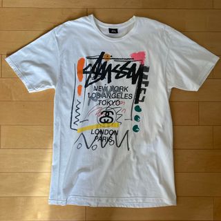 ステューシー(STUSSY)の激レア！オールドステューシー　ワールドツアー　ペンキ柄メキシコ製　ビッグサイズ(Tシャツ/カットソー(半袖/袖なし))