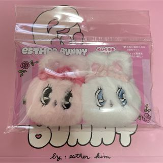 新品 エスターバニー ヘアクリップ 2個セット 白 ピンク(バレッタ/ヘアクリップ)