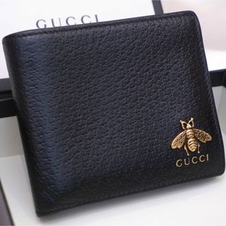 グッチ(Gucci)の♡美品♥︎ GUCCI 二つ折り財布 アニマリエ 蜂 ブラック 小銭入れあり(折り財布)