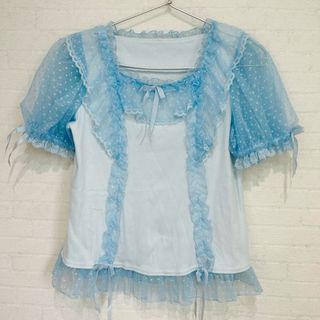 Angelic Pretty - き1 新品　アンジェリックプリティ　カットソー　半袖　ハートチュール　サックス