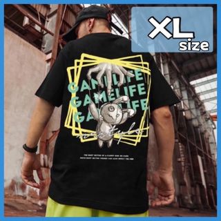 【新品未使用♪】XL　ビッグロゴTシャツ　ブラック　オーバーサイズ　ストリート　(Tシャツ/カットソー(半袖/袖なし))