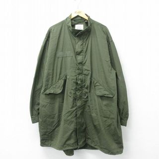 XL★古着 長袖 ミリタリー フィッシュテール コート メンズ 80年代 80s 大きいサイズ ロング丈 USA製 緑 グリーン 【spe】 24apr26 中古 アウター(ダッフルコート)