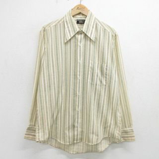 タウンクラフト(TOWNCRAFT)のXL★古着 JCペニー タウンクラフト 長袖 シャツ メンズ 70年代 70s 花柄 生成り他 ストライプ 24apr26 中古 トップス(シャツ)