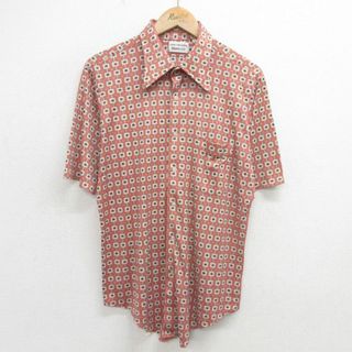 L★古着 バンヒューセン 半袖 シャツ メンズ 70年代 70s 総柄 茶系他 ブラウン 【spe】 24apr26 中古 トップス(シャツ)