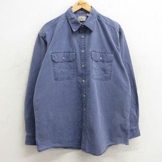 XL★古着 エルエルビーン LLBEAN 長袖 シャツ メンズ 00年代 00s コットン カナダ製 紺 ネイビー 【spe】 24apr26 中古 トップス