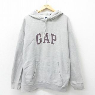 GAP - XL★古着 ギャップ GAP 長袖 スウェット パーカー メンズ 00年代 00s ビッグロゴ 大きいサイズ グレー 霜降り 24apr26 中古 スエット トレーナー トップス