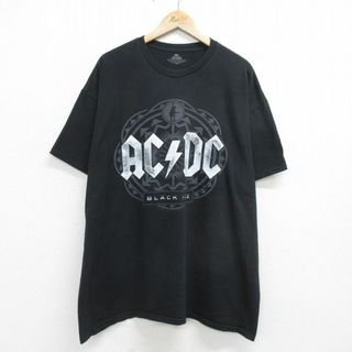 XL★古着 半袖 ビンテージ ロック バンド Tシャツ メンズ 00年代 00s AC/DC 大きいサイズ コットン クルーネック 黒 ブラック 24apr26 中古(Tシャツ/カットソー(半袖/袖なし))