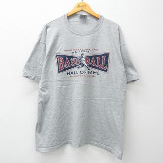 XL★古着 半袖 ビンテージ Tシャツ メンズ 90年代 90s 野球 ニューヨーク 大きいサイズ クルーネック グレー 霜降り 【spe】 24apr26 中古(Tシャツ/カットソー(半袖/袖なし))