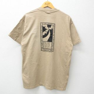 ヘインズ(Hanes)のL★古着 ヘインズ Hanes 半袖 ビンテージ Tシャツ メンズ 00年代 00s ヤシの木 スポーツ コットン クルーネック ベージュ カーキ 24apr26 中古(Tシャツ/カットソー(半袖/袖なし))