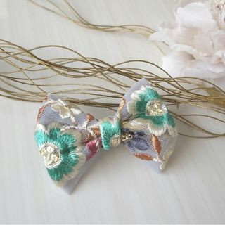 仕様選べる♫インド刺繍リボン    ポニーフック  ヘアクリップ(ヘアアクセサリー)