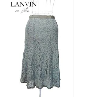 LANVIN en Bleu - ✨LANVIN en Bleu★総レース★膝丈★フレアスカート★size38