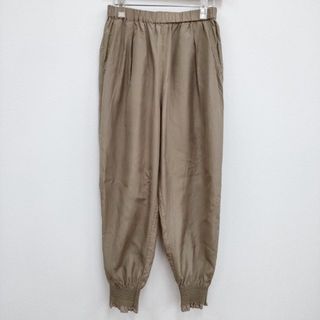 humoresque シルク シャーリングパンツ shirring pants KS2404 38 定価58300円 イージー ベージュ レディース ユーモレスク【中古】4-0423M♪(カジュアルパンツ)